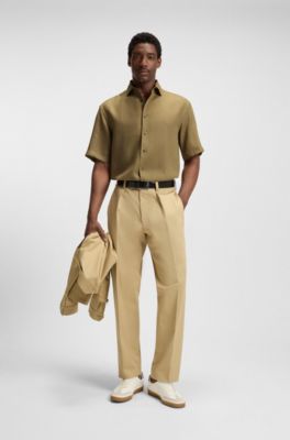 Camisa relaxed fit BECKHAM x BOSS de lino, Verde