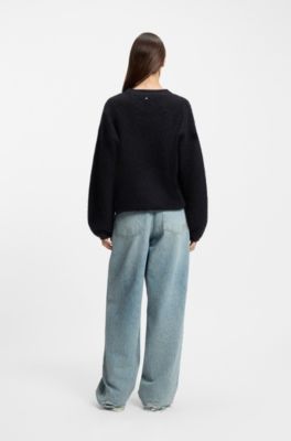 V-neck sweater in a relaxed fit, Dark Blue