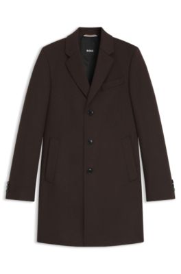 Abrigo slim fit de lana y cashmere, Marr&oacute;n oscuro