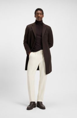 Abrigo slim fit de lana y cashmere, Marr&oacute;n oscuro