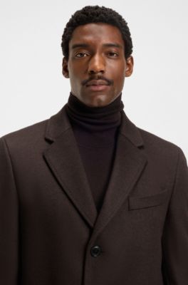 Wool-cashmere coat in a slim fit, Dark Brown