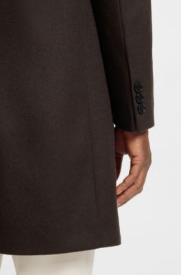 Abrigo slim fit de lana y cashmere, Marr&oacute;n oscuro