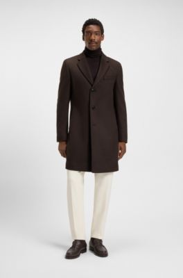 Wool-cashmere coat in a slim fit, Dark Brown