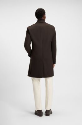 Abrigo slim fit de lana y cashmere, Marr&oacute;n oscuro