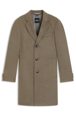 Abrigo slim fit de lana y cashmere, Marr&oacute;n claro