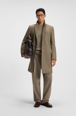 Abrigo slim fit de lana y cashmere, Marr&oacute;n claro