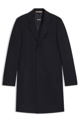Abrigo slim fit de lana y cashmere, Azul oscuro