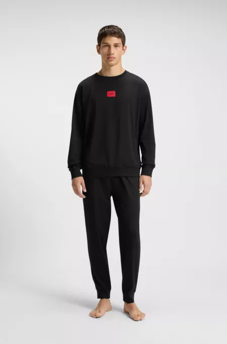 Red-logo pyjamas in stretch cotton