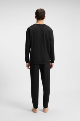 Pyjama &agrave; &eacute;tiquettes logot&eacute;es avec bo&icirc;te cadeau, Noir