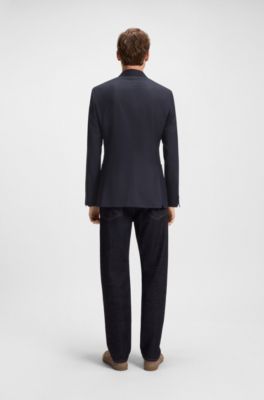 BECKHAM x BOSS double-breasted jacket in stretch wool, Dark Blue