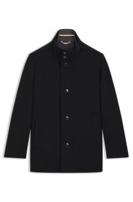 Abrigo corto relaxed fit de lana y cashmere, Negro
