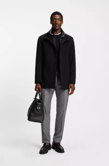 Relaxed-fit short coat in wool and cashmere