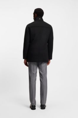 Abrigo corto relaxed fit de lana y cashmere, Negro