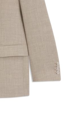 Two-piece suit in virgin wool, silk and linen, Light Beige