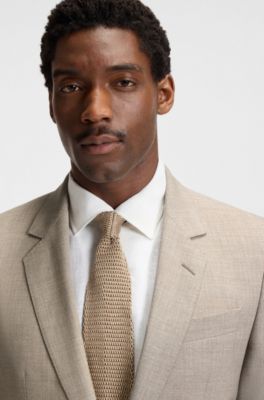 Two-piece suit in virgin wool, silk and linen, Light Beige