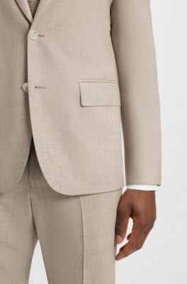 Two-piece suit in virgin wool, silk and linen, Light Beige