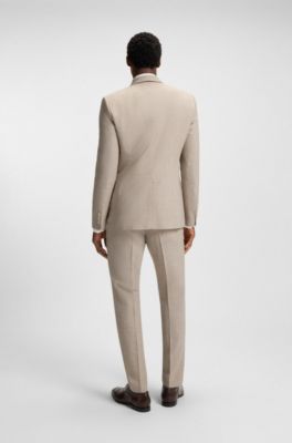 Two-piece suit in virgin wool, silk and linen, Light Beige