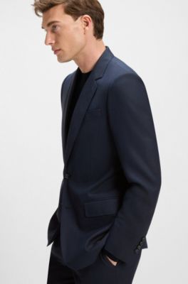 Two-piece suit in virgin wool, silk and linen, Dark Blue