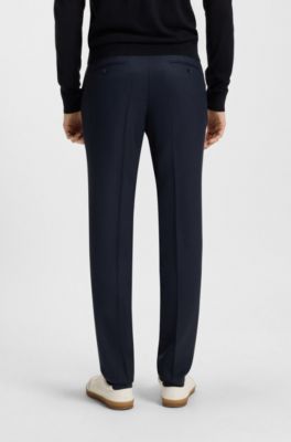 BECKHAM x BOSS Costume deux pi&egrave;ces en laine vierge, soie et lin, Bleu fonc&eacute;