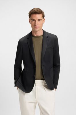 Blazer BECKHAM x BOSS en mezcla de algod&oacute;n jaspeado, Azul oscuro