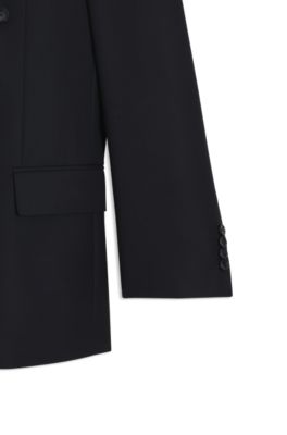 Double-breasted suit in virgin wool, Dark Blue