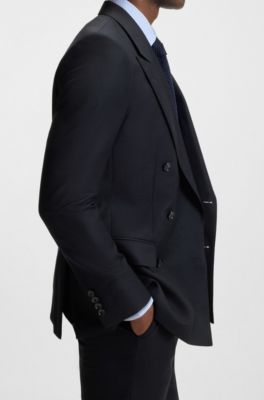Double-breasted suit in virgin wool, Dark Blue