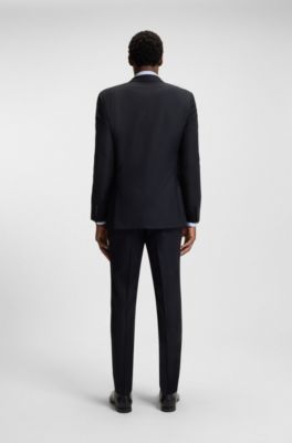 Double-breasted suit in virgin wool, Dark Blue