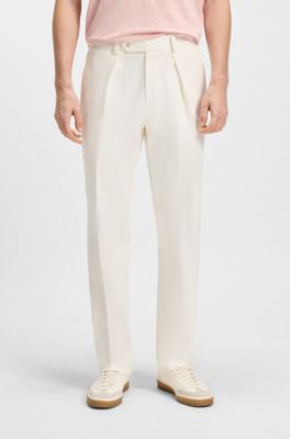 BECKHAM x BOSS trousers in stretch cotton, White