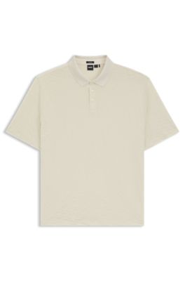 Polo de algod&oacute;n mercerizado con monogramas en jacquard, Blanco