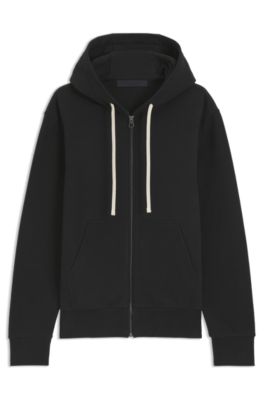 BECKHAM x BOSS zip-up hoodie in cotton terry, Black