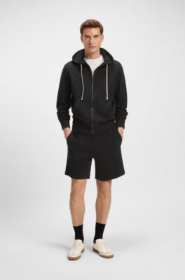 BECKHAM x BOSS zip-up hoodie in cotton terry, Black