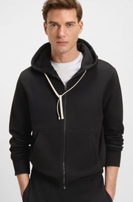 BECKHAM x BOSS zip-up hoodie in cotton terry, Black