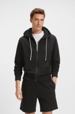Sudadera con capucha y cremallera BECKHAM x BOSS en felpa de algod&oacute;n mercerizado, Negro