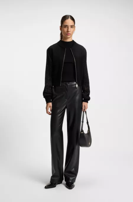 Straight-leg trousers in faux leather