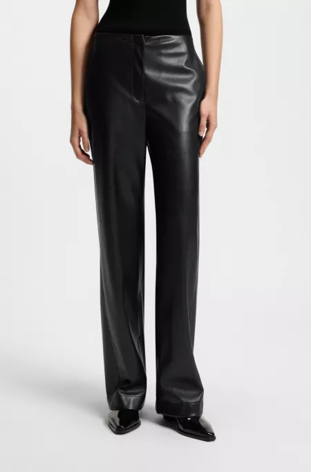 Straight-leg trousers in faux leather