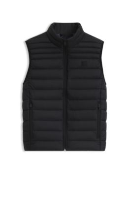Water-repellent vest with logo patch, Black