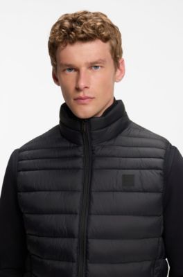 Water-repellent vest with logo patch, Black