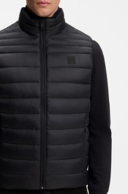 Water-repellent vest with logo patch, Black