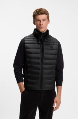 Water-repellent vest with logo patch, Black