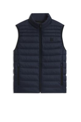Water-repellent vest with logo patch, Dark Blue