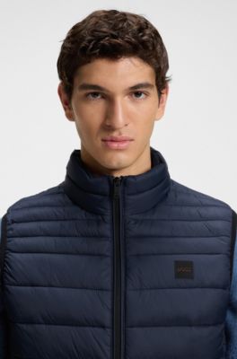 Water-repellent vest with logo patch, Dark Blue