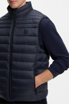 Chaleco hidr&oacute;fugo con aplique de logo, Azul oscuro