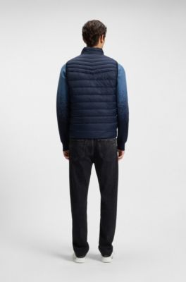 Water-repellent vest with logo patch, Dark Blue