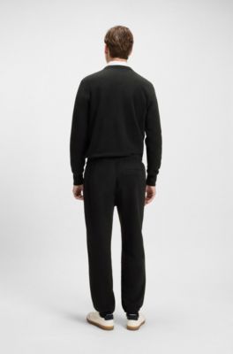 BECKHAM x BOSS relaxed tracksuit bottoms in cotton terry, Black