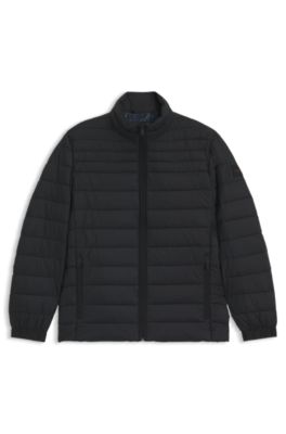 Packable water-repellent padded jacket with logo badge, Black