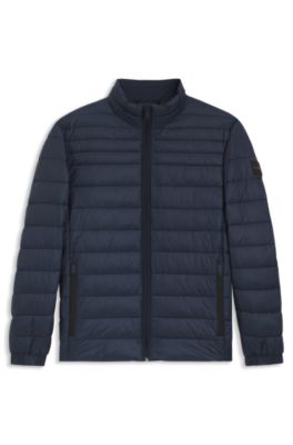 Packable water-repellent padded jacket with logo badge, Dark Blue