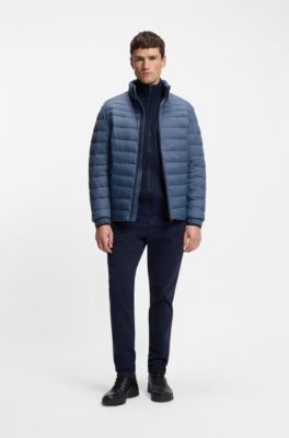 Packable water-repellent padded jacket with logo badge, Light Blue