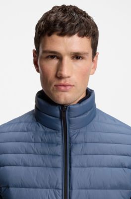Packable water-repellent padded jacket with logo badge, Light Blue