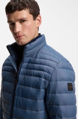 Packable water-repellent padded jacket with logo badge, Light Blue