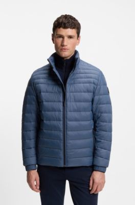 Packable water-repellent padded jacket with logo badge, Light Blue